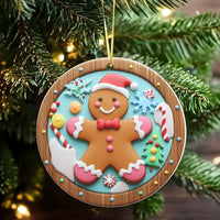 Festive Candy Cane Cookie Ornament, Gingerbread Man Christmas Ornament, Ceramic Tree Ornament, Adorable Holiday Keepsake, Xmas Baking Present