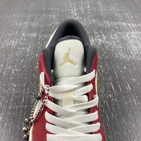 Low Top Sneakers, White Red Gold Colorway, Lace Up Design, Casual Gift for Sneaker Fans