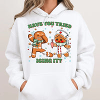 Humorous Gingerbread Christmas Sweatshirt, Have You Tried Icing It Nurse Hoodie, RN Medical Holiday Pullover, Hospital Staff Nurse Present