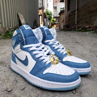 Low Top Sneakers, Blue White Colorway, Lace Up Design, Casual Gift for Sneaker Fans
