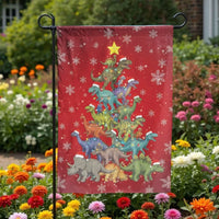 Festive T-Rex Holiday Yard Flag, Dinosaur Christmas Tree Garden Flag, Adorable Dino Winter Lawn Flag, Seasonal Outdoor Decor for Dino Lovers