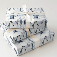 Adorable Winter Holiday Wrapping Paper, Watercolor Penguin Wrapping Paper, Christmas Penguin Gift Wrap, Festive Snowy Tree Wrapping Paper Roll