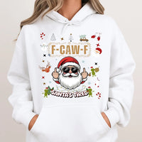 Humorous Middle Finger Christmas Hoodie, Santa's Tired Hoodie, Sarcastic Xmas Hooded Sweatshirt, Holiday Graphic Hoodie, Adult Xmas Present