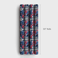 Gothic Christmas Gift Wrap, Skeleton Santa Hat Wrapping Paper, Spooky Poinsettia Holiday Wrapping Paper, Alternative Xmas Gift Wrap Roll