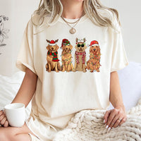 Dog Lover Santa Hat Shirt, Christmas Golden Retriever T-Shirt, Festive Puppy Holiday Tee, Xmas Graphic Tee, Dog Lover Winter Holiday Present
