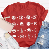 Snowflake Santa Hat Tree Shirt, Math Teacher Christmas T-Shirt, Humorous Math Holiday Tee, Teacher Christmas Present