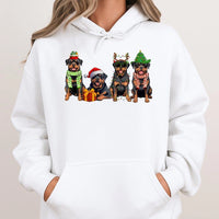Adorable Rottweiler Dog Hoodie, Rottweiler Christmas Hoodie, Holiday Rottie Sweatshirt, Xmas Dog Lover Pullover Hoodie, Rottie Owner Present