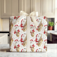 Jazz Christmas Gift Wrap, Saxophone Santa Wrapping Paper, Watercolor Santa Musician Holiday Wrapping Paper, Music Lover Gift Wrap Paper