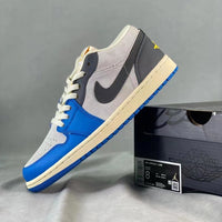 Retro Low Top Sneakers, Blue Cream Colorway, Lace Up Design, Casual Gift for Sneaker Fans