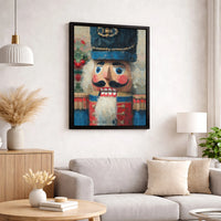 Holiday Nutcracker Canvas Print, Nutcracker Christmas Canvas Wall Art, Oil Painting Texture Wall Art, Winter Festive Canvas Decor, Xmas Present