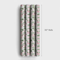 Watercolor Holiday Gift Wrap, Pink and Green Tree Wrapping Paper, Adorable Tree Christmas Wrapping Paper, Festive Modern Wrapping Paper Roll