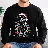 Santa Hat Dog Fairy Lights Sweater, Labrador Christmas Sweatshirt, Festive Lab Holiday Crewneck, Comfy Dog Lover Winter Pullover
