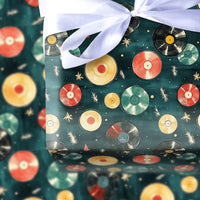 Music Lover Christmas Gift Wrap, Retro Vinyl Record Wrapping Paper, Vintage LP Holiday Wrapping Paper, Mid Century Gift Wrap Paper Roll