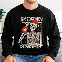 Skeleton Nurse Christmas Sweatshirt, Emergency Department Christmas Sweatshirt, ER Holiday Crewneck, Medical Christmas Sweatshirt, ER Present
