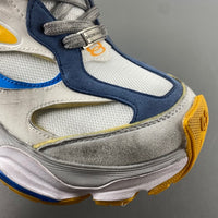 Low Top Sneakers, Blue Yellow Gray Colorway, Lace Up Design, Casual Gift for Sneaker Fans