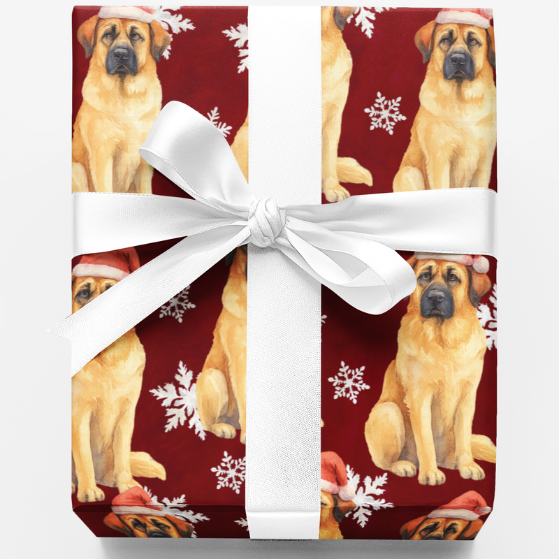 Festive Dog Holiday Gift Wrap, Anatolian Shepherd Wrapping Paper, Winter Dog Lover Wrapping Paper, Rustic Christmas Present Gift Wrap Roll
