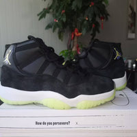 High Top Sneakers, Neon Green Black Colorway, Glow in the Dark Detail, Lace Up Design, Casual Gift for Sneaker Fans