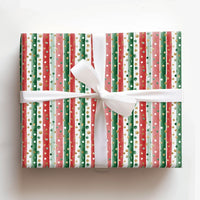 Watercolor Red Green Gift Wrap, Striped Christmas Wrapping Paper, Polka Dot Wrapping Paper, Classic Holiday Gift Wrap, Xmas Present Roll