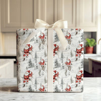 Snowy Mountain Santa Gift Wrap, Hiking Santa Wrapping Paper, Hiker Santa Christmas Paper, Trekking Present Wrap, Adventure Holiday Gift Wrap