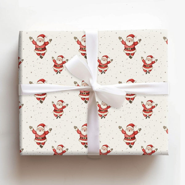 Jolly Santa Holiday Gift Wrap, Watercolor Santa Claus Wrapping Paper, Adorable Santa Claus Wrapping Paper, Festive Christmas 
