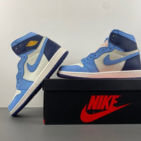 High Top Sneakers, White Blue Colorway, Lace Up Design, Casual Gift for Sneaker Fans