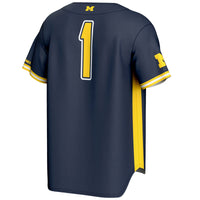 #1 Michigan Wolverines Lightweight Baseball Fashion Jersey - Navy