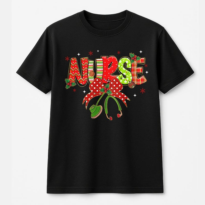 Festive Healthcare Medical Tee, Plaid Stethoscope Christmas Nurse T-Shirt, Adorable RN Nursing Student T-Shirt, Holiday Hospital Graphic Shirt