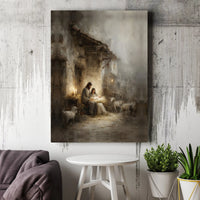 Holy Family Manger Wall Art, Nativity Scene Canvas Print, Christian Christmas Canvas Decor, Religious Holiday Wall Art, Faith Home Present