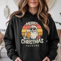 Humorous Santa Sweatshirt, Beer Drinking Santa Hoodie, Retro Santa Graphic Pullover, Sarcastic Christmas Santa Hoodie, Adult Xmas Holiday Present