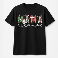 Adorable Snowman Mama Claus Graphic Tee, Mama Claus Christmas T-Shirt, Festive Holiday Mama Claus Shirt, Winter Christmas Present for Mom Tee