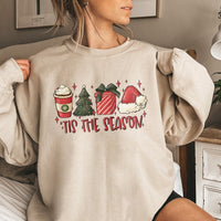 Retro Christmas Sweatshirt, Tis the Season Sweatshirt, Holiday Graphic Crewneck, Comfy Winter Holiday Sweater, Christmas Present for Women