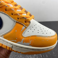 Distressed Low Top Sneakers, Blue White Yellow Colorway, Lace Up Design, Distressed Finish, Casual Gift for Sneaker Fans