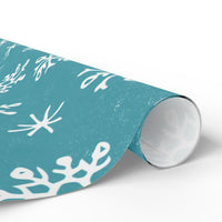 Teal Winter Foliage Gift Wrap, Scandinavian Snowflake Wrapping Paper, Nordic Christmas Wrapping Paper, Holiday Season Gift Wrap Roll