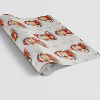 Adorable Snowy Winter Monkey Wrapping Paper, Santa Monkey Christmas Gift Wrap Paper, Holiday Present Paper Roll for Kids and Family