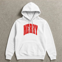 Varsity Font Christmas Hoodie, Merry Christmas Hoodie, Vintage Holiday Graphic Sweatshirt, Retro Xmas Hoodie, Unisex Christmas Season Present