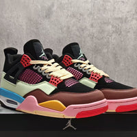 Mid Top Sneakers, Black Red Yellow Colorway, Lace Up Design, Casual Gift for Sneaker Fans