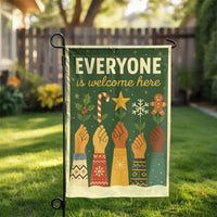 Inclusive Christmas Garden Flag, Everyone Is Welcome Here Garden Flag, Diversity Yard Flag, Welcome Lawn Banner, Holiday Garden Flag