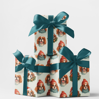 Holiday Dog Gift Wrap, Cavalier King Charles Spaniel Wrapping Paper, Christmas Puppy Wrapping Paper, Adorable Spaniel Present Wrap