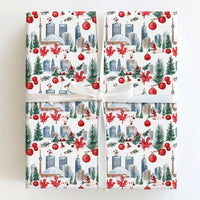 CN Tower Canadian Holiday Gift Wrap Roll, Toronto Skyline Wrapping Paper, Canada Winter City Wrapping Paper, Toronto Christmas Gift Wrap