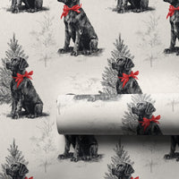 Vintage Dog Holiday Gift Wrap, Black Labrador Christmas Wrapping Paper, Retro Lab Pine Tree Wrapping Paper, Pet Lover Gift Wrapping Paper
