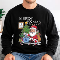 Santa Mortar and Pestle Pharmacist Sweatshirt, Pharmacy Christmas Sweatshirt, Pharm Tech Holiday Sweater, Pharmacy Student Crewneck
