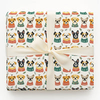 Adorable Dog Christmas Gift Wrap, Dogs in Ugly Sweaters Wrapping Paper, Frenchie Pug Holiday Wrapping Paper, Festive Pet Lover Gift Wrap Roll
