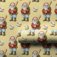 Sports Christmas Gift Wrap, Vintage Baseball Santa Wrapping Paper, Retro Baseball Player Santa Wrapping Paper, Festive Holiday Gift Wrap