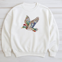 Rhinestone Style Waterfowl Bird Crewneck, Mallard Duck Christmas Sweatshirt, Holiday Duck Hunter Sweater, Retro Christmas Wildlife Pullover