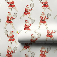 Sporty Santa Holiday Wrapping Paper, Tennis Santa Christmas Wrapping Paper, Watercolor Tennis Player Gift Wrapping Paper, Xmas Gift Wrap