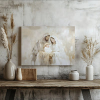 Jesus Mary Joseph Canvas Print, Holy Family Nativity Canvas Wall Art, Minimalist Nativity Wall Decor, Religious Christmas Canvas Present