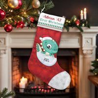 Custom First Christmas Stocking 2025, Baby Dinosaur Christmas Stocking, Kids Holiday Stocking, Adorable Dino Mantel Decor, Personalized Present