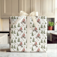 Dirt Bike Santa Gift Wrap, Motocross Santa Wrapping Paper, Motorcycle Christmas Wrapping Paper, Biker Holiday Gift Wrap, Moto Present Paper