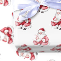 Naughty or Nice List Christmas Gift Wrap, Watercolor Santa Claus Wrapping Paper, Retro Santa Holiday Wrapping Paper, Xmas Present Wrap Roll