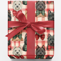 Plaid Dog Gift Wrap, Scottish Terrier Christmas Wrapping Paper, Scottie Holiday Gift Wrap, Festive Dog Lover Present Paper, Tartan Present Wrap